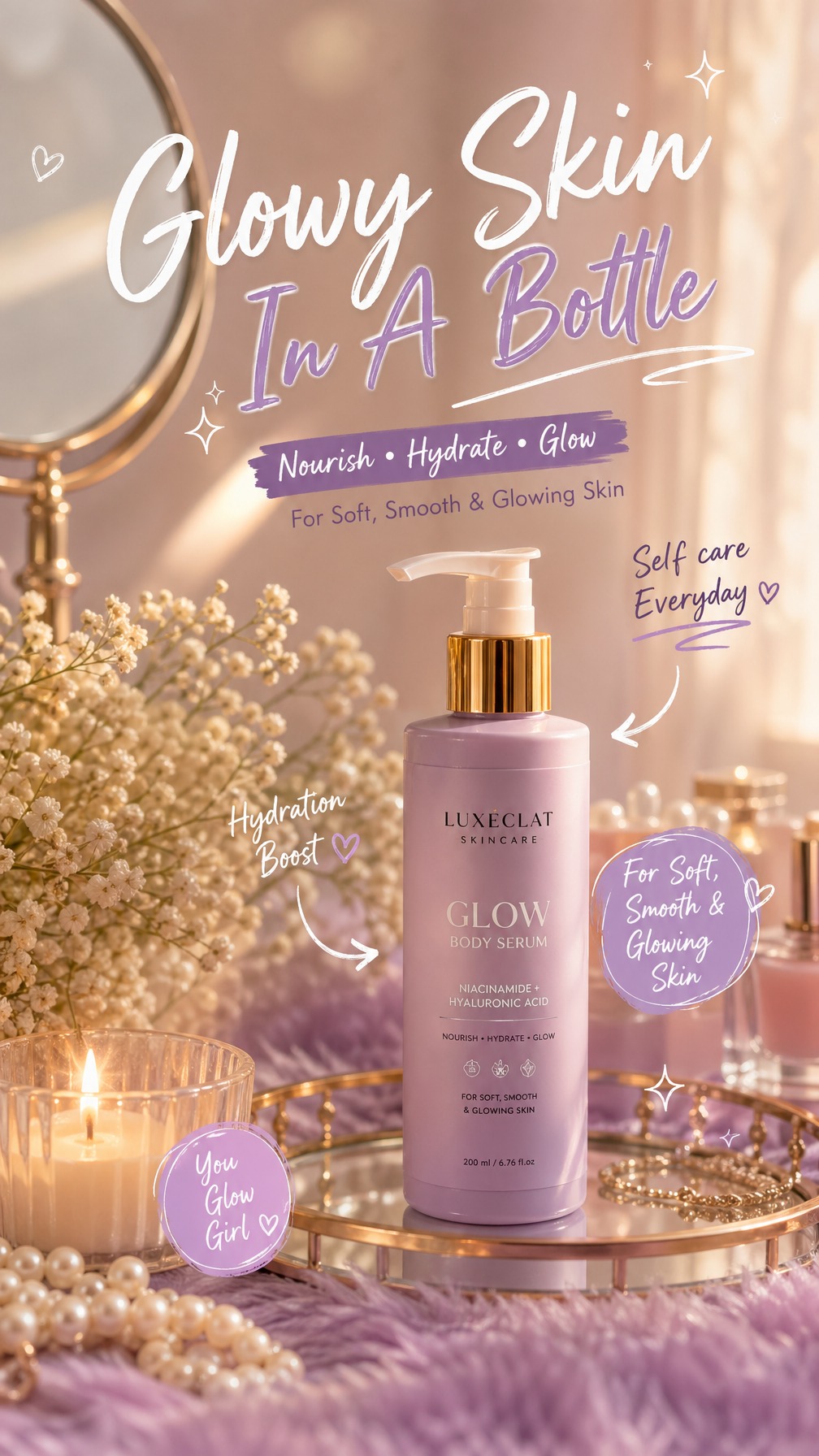 Luxury skincare ecommerce product ad generated with soft premium lighting